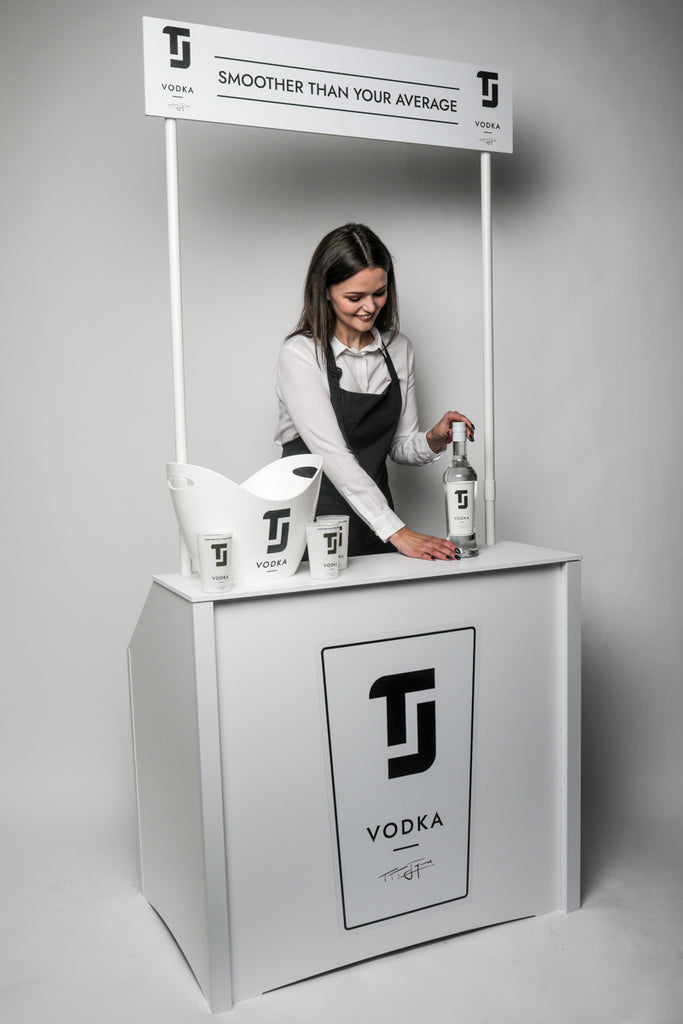 White printed promo stand for exhibitions